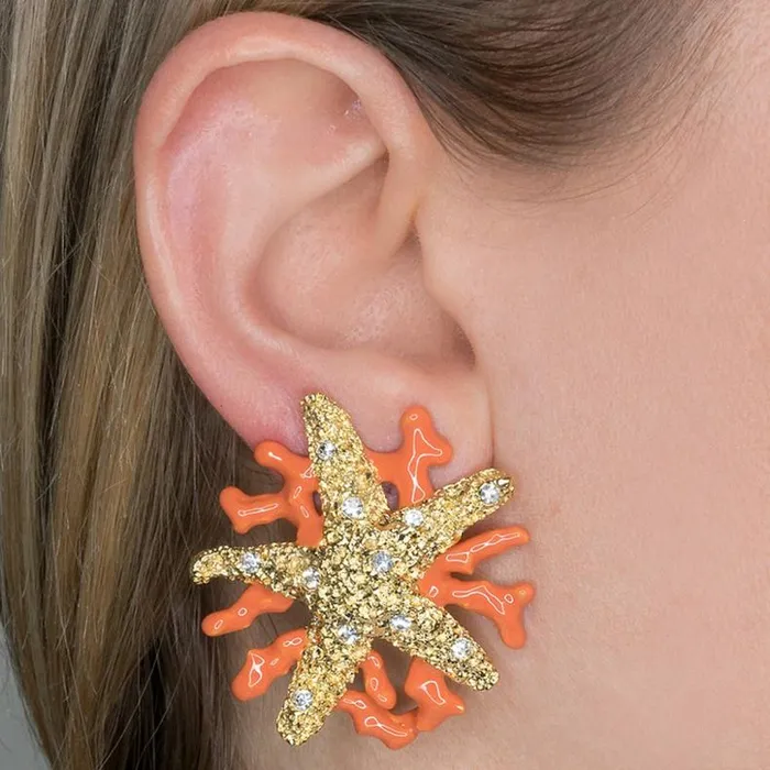 Kenneth Jay Lane Light Color Earrings Women Starfish Clip Earrings