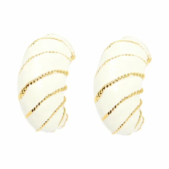 Kenneth Jay Lane Light Color Earrings Women White Twist Rope Hoop Earring Kenneth Jay Lane Light Color Earrings Women White Twist Rope Hoop Earring