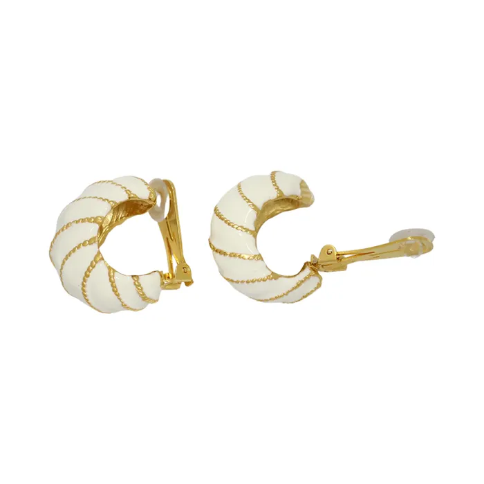 Kenneth Jay Lane Light Color Earrings Women White Twist Rope Hoop Earring Kenneth Jay Lane Light Color Earrings Women White Twist Rope Hoop Earring