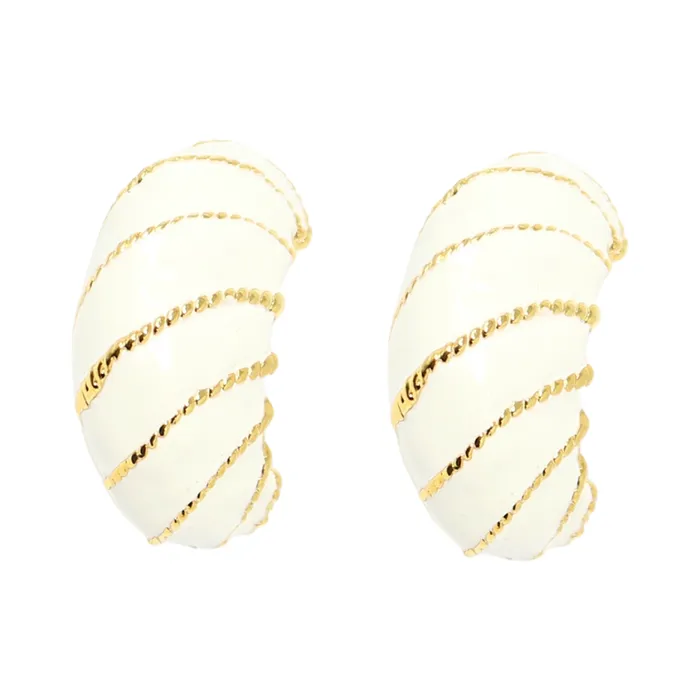 Kenneth Jay Lane Light Color Earrings Women White Twist Rope Hoop Earring Kenneth Jay Lane Light Color Earrings Women White Twist Rope Hoop Earring