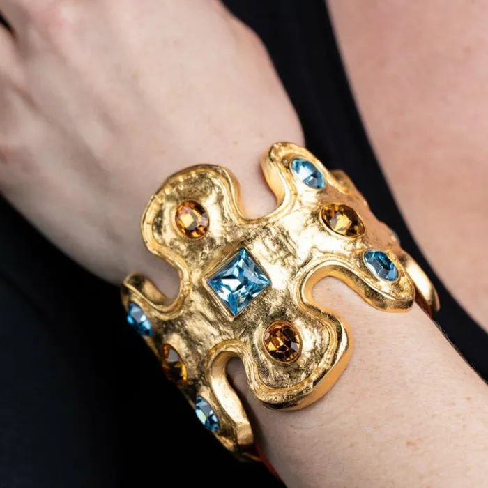 Kenneth Jay Lane Light Color Gem Bracelets Women Multi Topaz Cuff