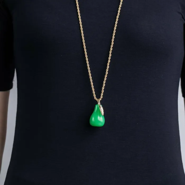 Kenneth Jay Lane Light Color Necklaces Women Jade Pear Necklace
