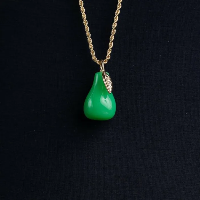 Kenneth Jay Lane Light Color Necklaces Women Jade Pear Necklace