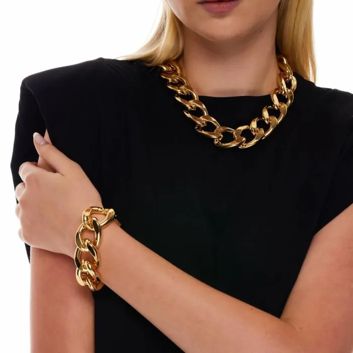Kenneth Jay Lane Metallic Finish Bracelets Women Large Link Gold Chain Bracelet Kenneth Jay Lane Metallic Finish Bracelets Women Large Link Gold Chain Bracelet