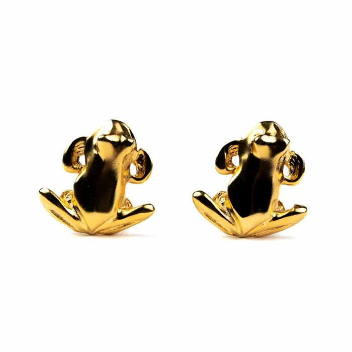 Kenneth Jay Lane Metallic Finish Earrings Women Gold Frog Clip Earrings