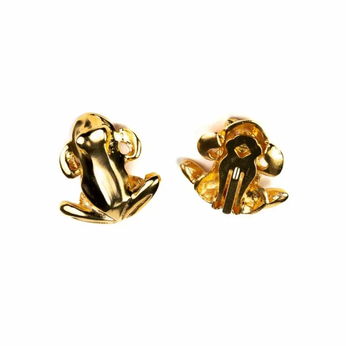 Kenneth Jay Lane Metallic Finish Earrings Women Gold Frog Clip Earrings Kenneth Jay Lane Metallic Finish Earrings Women Gold Frog Clip Earrings