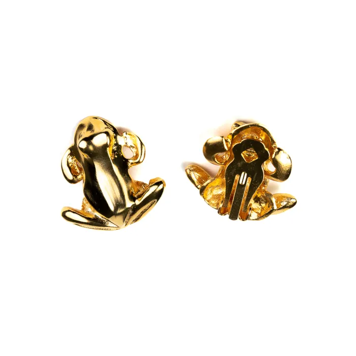 Kenneth Jay Lane Metallic Finish Earrings Women Gold Frog Clip Earrings Kenneth Jay Lane Metallic Finish Earrings Women Gold Frog Clip Earrings