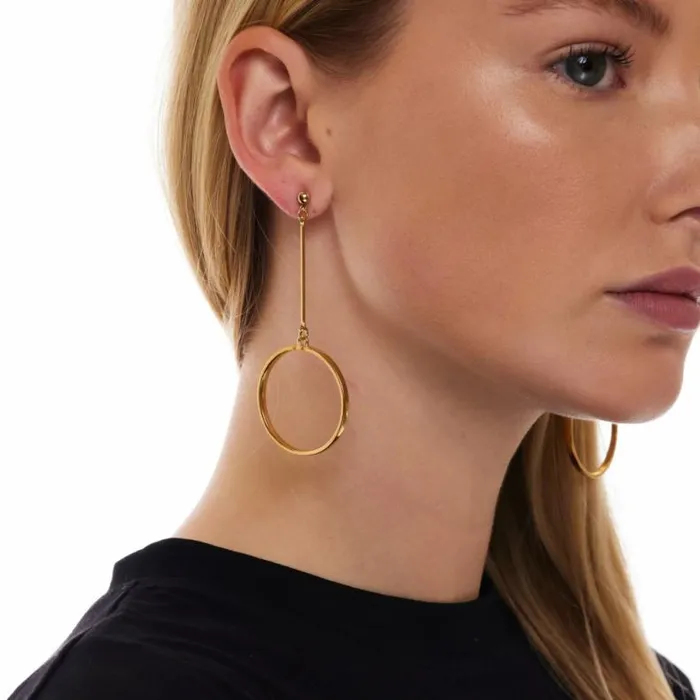 Kenneth Jay Lane Metallic Finish Earrings Women Polished Gold Circle Drop Earring Kenneth Jay Lane Metallic Finish Earrings Women Polished Gold Circle Drop Earring
