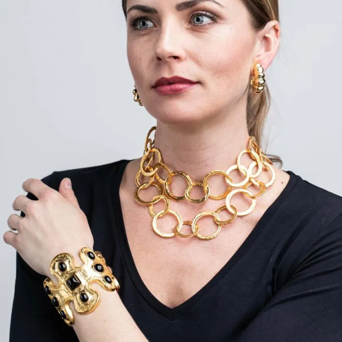 Kenneth Jay Lane Metallic Finish Earrings Women Polished Gold Twist Clip Hoop Earrings