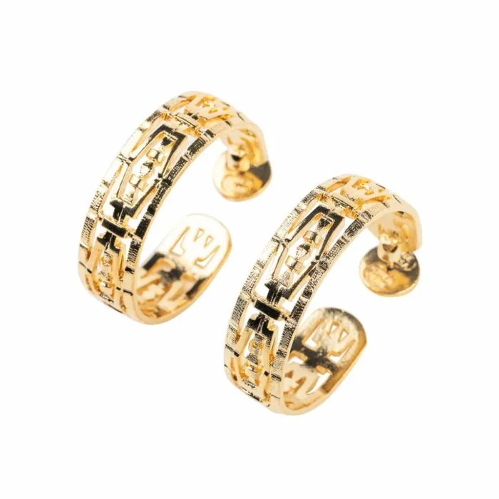 Kenneth Jay Lane Metallic Finish Earrings Women Textured Gold Hoop Earring