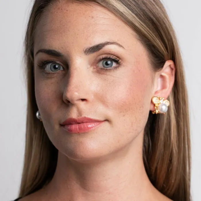 Kenneth Jay Lane Pearl Earrings Women Cultura Pearl Bee Clip Earrings