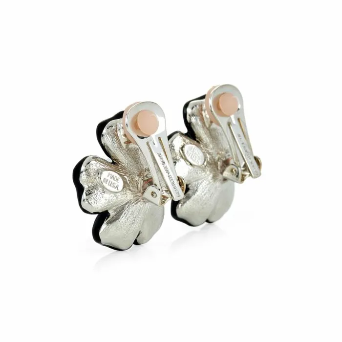 Kenneth Jay Lane Pearl Earrings Women Pearl Center Flower Clip Earrings