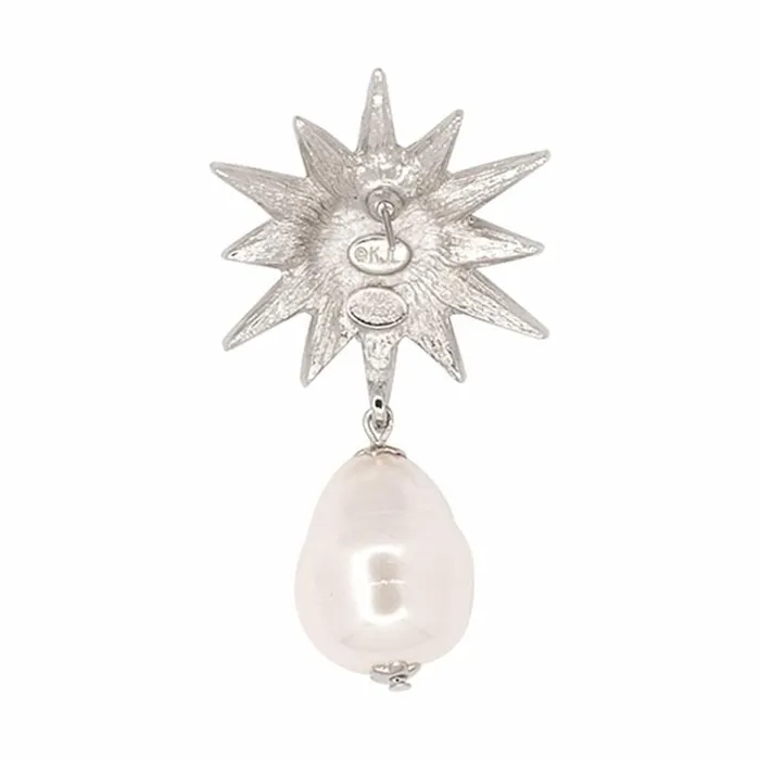 Kenneth Jay Lane Pearl Earrings Women Starburst And Baroque Pearl Pierced Earrings