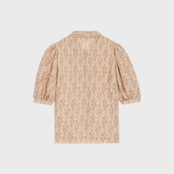 Lavallire Blouse In Silk Georgette Craieabricotbleu Women CELINE SHIRTS AND TOPS