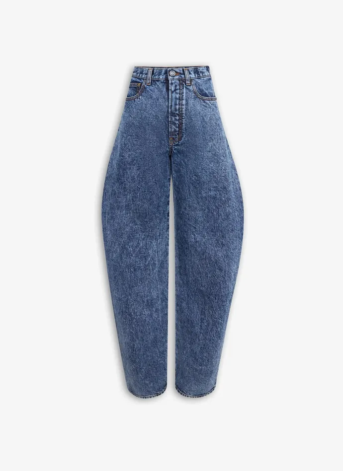 Light Blue ROUND JEANS IN SNOW DENIM Women Alaa Pants and Shorts