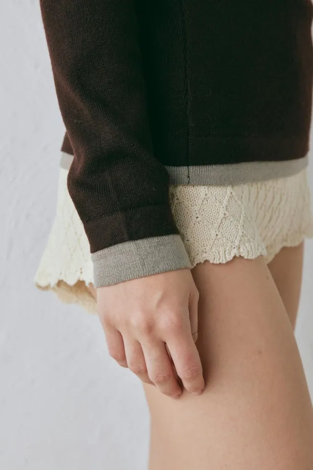 Long Sleeve Women VRG GRL Bea Knit Skivvy Chocolate Long Sleeve Women VRG GRL Bea Knit Skivvy Chocolate