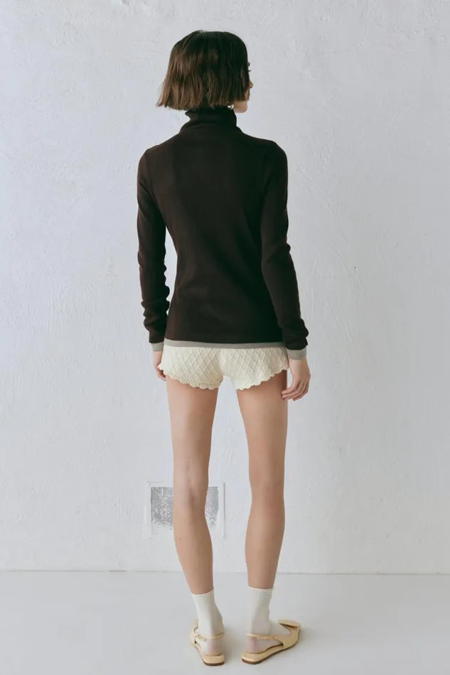 Long Sleeve Women VRG GRL Bea Knit Skivvy Chocolate Long Sleeve Women VRG GRL Bea Knit Skivvy Chocolate