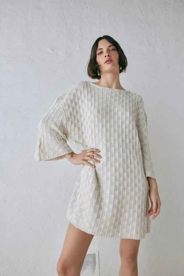 Long Sleeve Women VRG GRL Pia Knit Tunic Cream
