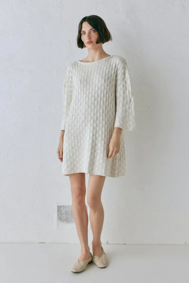 Long Sleeve Women VRG GRL Pia Knit Tunic Cream Long Sleeve Women VRG GRL Pia Knit Tunic Cream