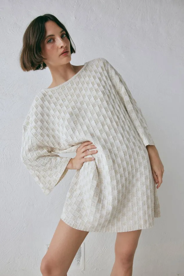 Long Sleeve Women VRG GRL Pia Knit Tunic Cream Long Sleeve Women VRG GRL Pia Knit Tunic Cream