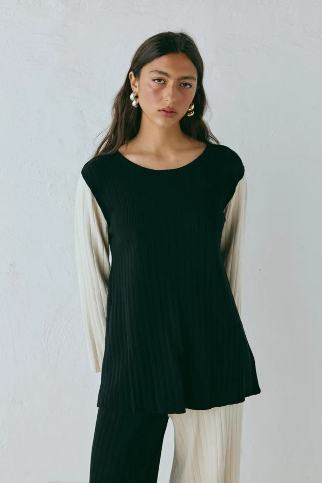 Long Sleeve Women VRG GRL Suri Knit Top Splice Long Sleeve Women VRG GRL Suri Knit Top Splice