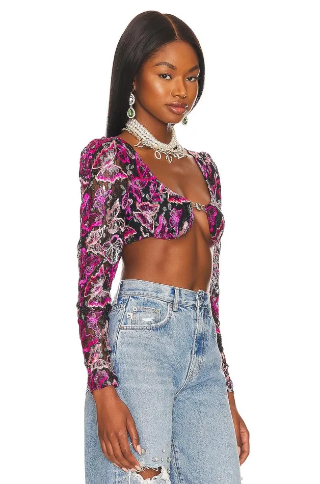 Lovers Friends Elysian Cropped Top Mariposa Multi Women Lovers and Friends Tops