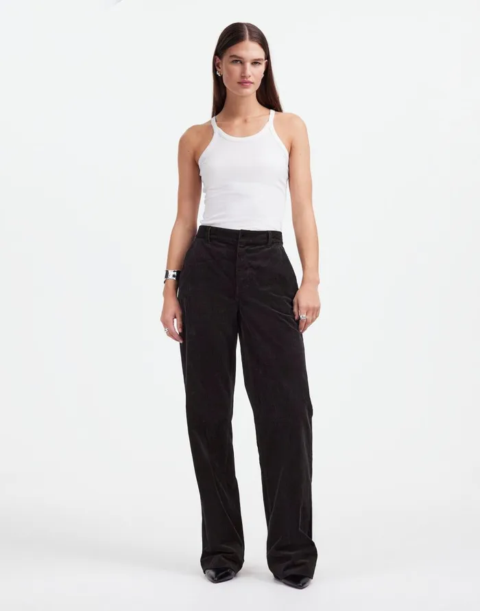 Madewell Alexa Chung For Madewell Corduroy Trousers Jet Black Women Pants