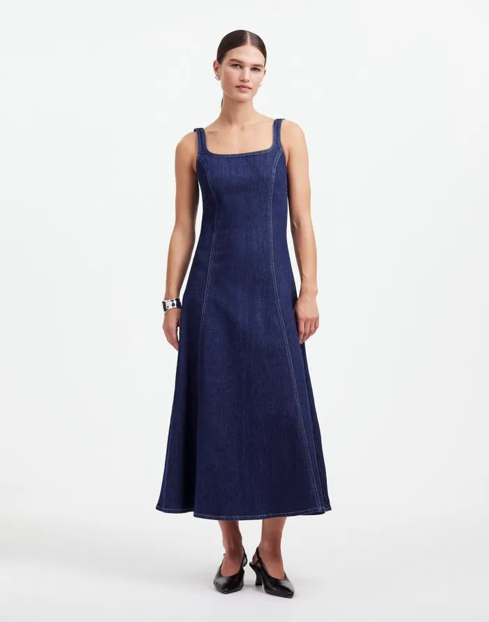 Madewell Alexa Chung For Madewell Denim Tank Midi Dress In Pellson Wash Pellson Wash Women Dresses Madewell Alexa Chung For Madewell Denim Tank Midi Dress In Pellson Wash Pellson Wash Women Dresses