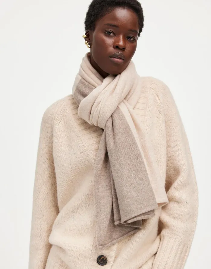 Madewell Colorblock Cashmere Scarf Hthr Sandstone Women Scarves