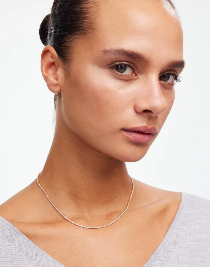 Madewell DemiFine Crystal Tennis Necklace 14k Gold Women Jewelry