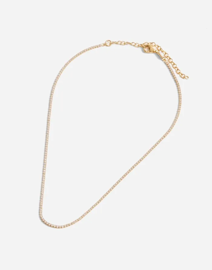 Madewell DemiFine Crystal Tennis Necklace 14k Gold Women Jewelry