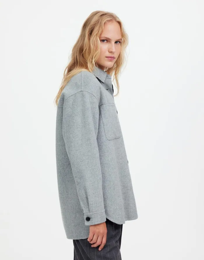 Madewell DoubleFaced Long ShirtJacket Heather Coal Women Coats Jackets