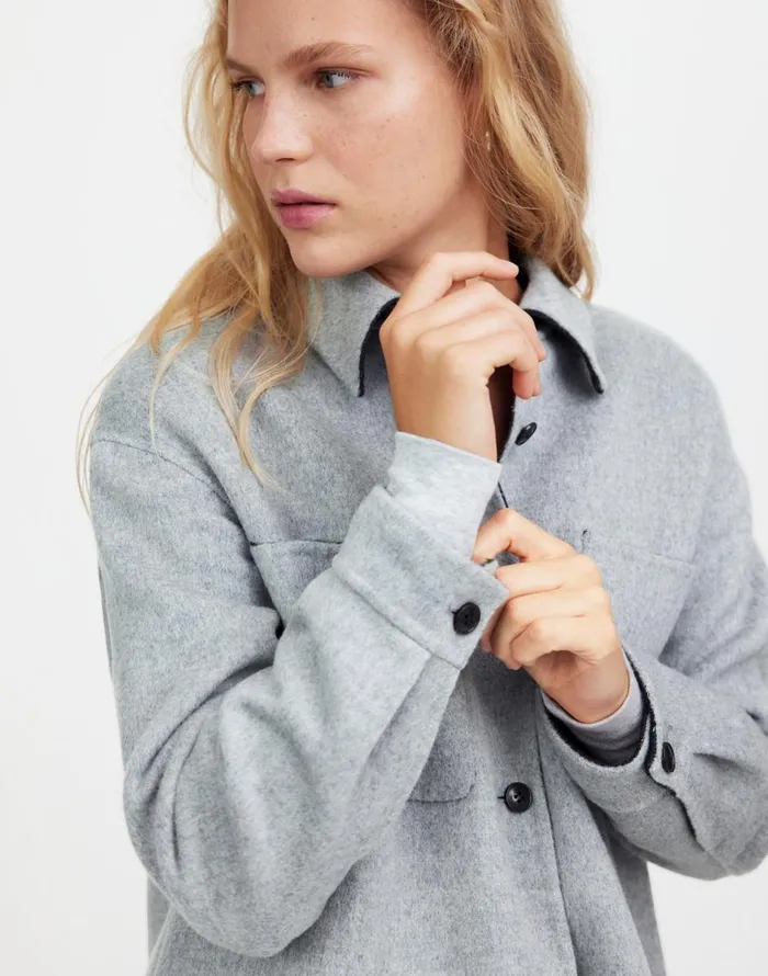 Madewell DoubleFaced Long ShirtJacket Heather Coal Women Coats Jackets