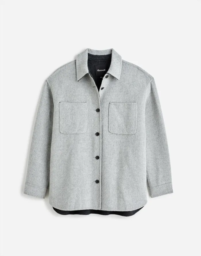 Madewell DoubleFaced Long ShirtJacket Heather Coal Women Coats Jackets