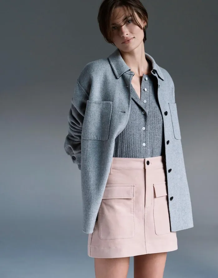 Madewell DoubleFaced Long ShirtJacket Heather Coal Women Coats Jackets