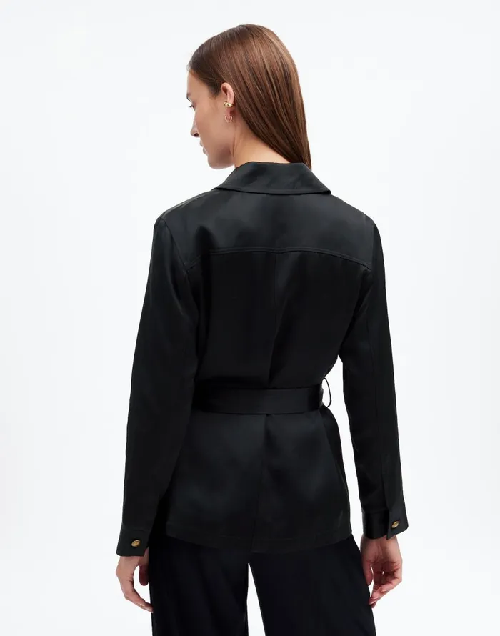 Madewell DoubleFaced Satin Safari Jacket True Black Women Coats Jackets