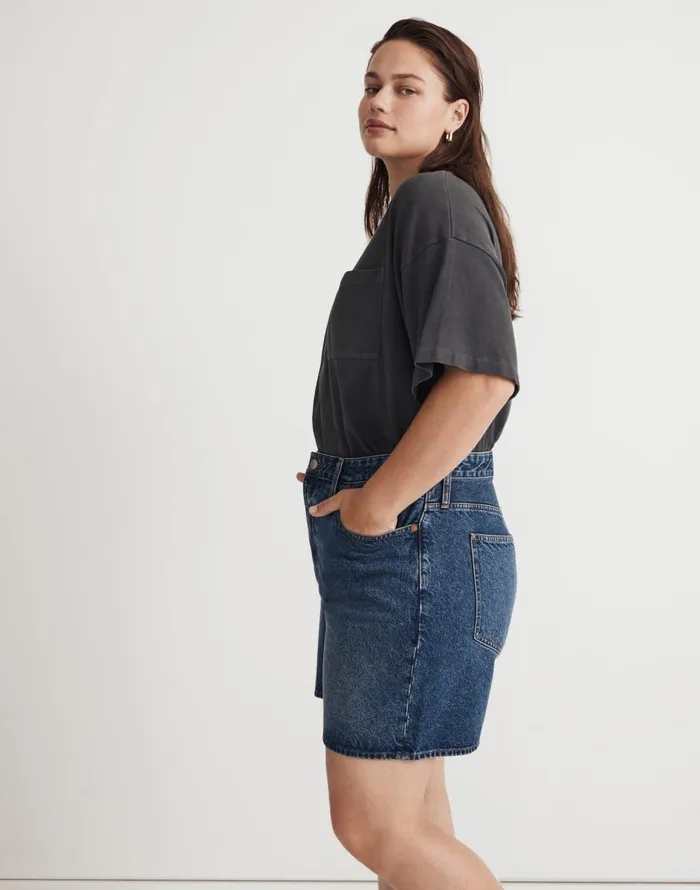 Madewell GarmentDyed Oversized Pocket Tee Black Coal Women Tees