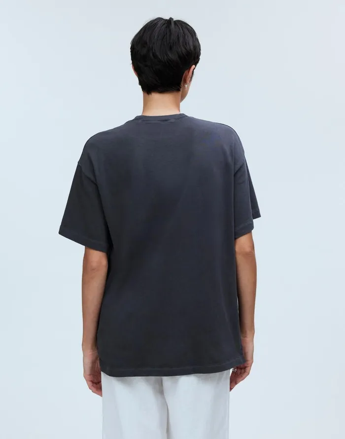 Madewell GarmentDyed Oversized Pocket Tee Black Coal Women Tees