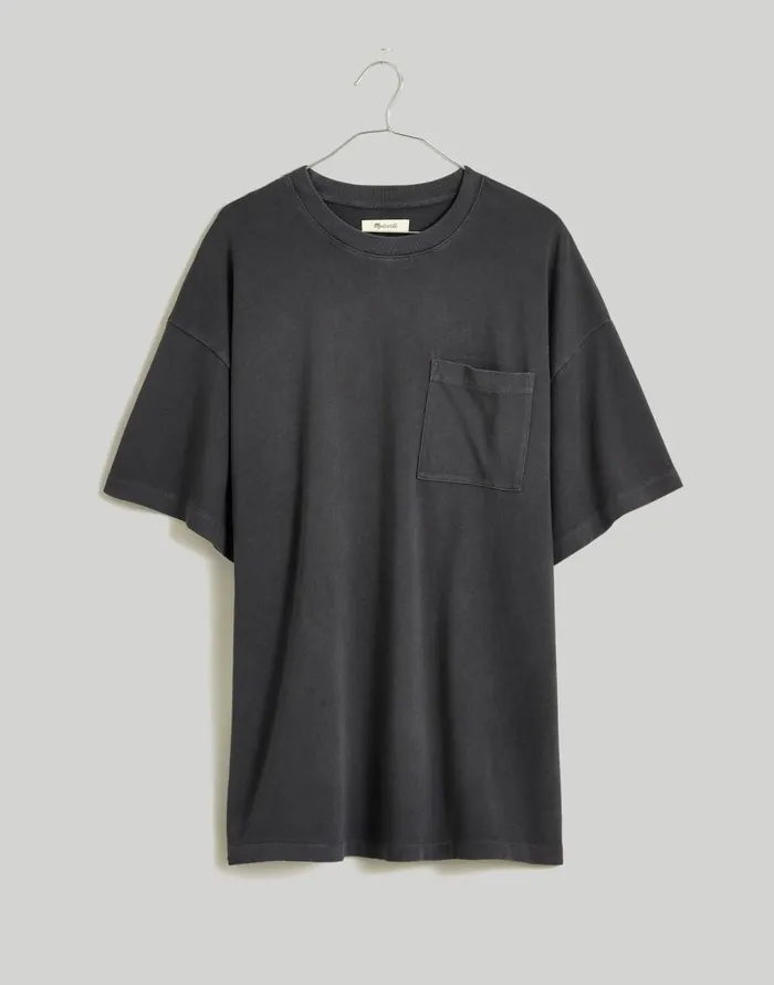Madewell GarmentDyed Oversized Pocket Tee Black Coal Women Tees