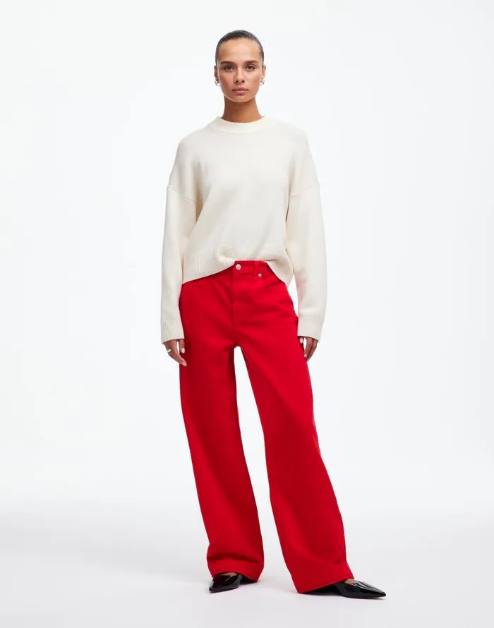 Madewell LowSlung Baggy Jeans Bright Cherry Women Jeans