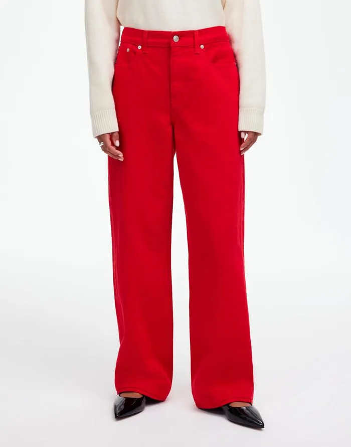 Madewell LowSlung Baggy Jeans Bright Cherry Women Jeans