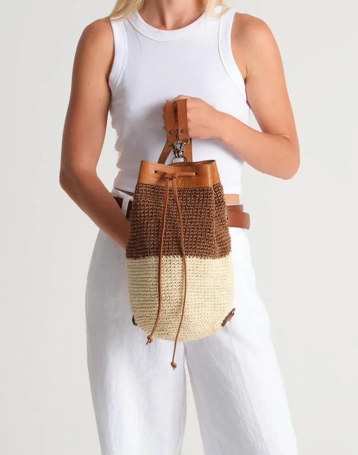 Madewell MINGA Crocheted Transito Backpack Brown Multi Women Bags