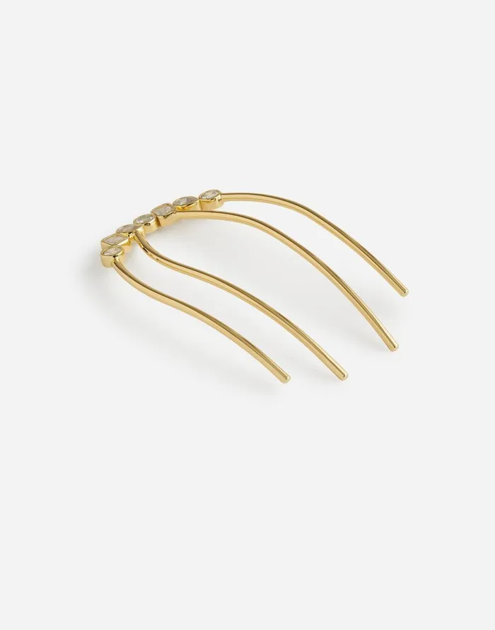 Madewell MixedCut Crystal Cluster FourProng French Hair Pin Pale Gold Women Hair Accessories Madewell MixedCut Crystal Cluster FourProng French Hair Pin Pale Gold Women Hair Accessories