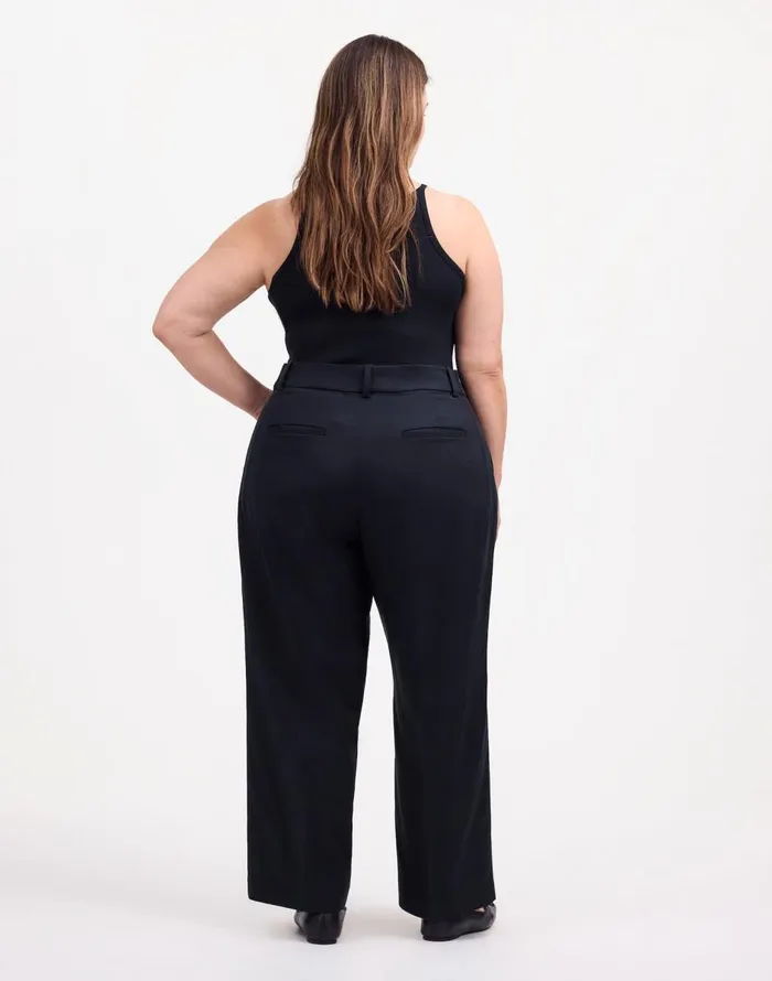 Madewell Plus Slouchy Straight Pants In Drapey Twill True Black Women Pants