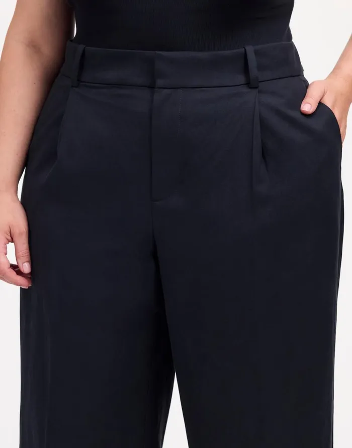 Madewell Plus Slouchy Straight Pants In Drapey Twill True Black Women Pants