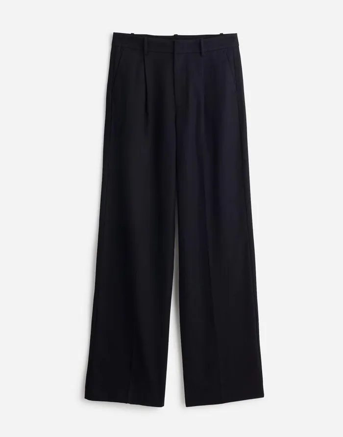 Madewell Plus Slouchy Straight Pants In Drapey Twill True Black Women Pants
