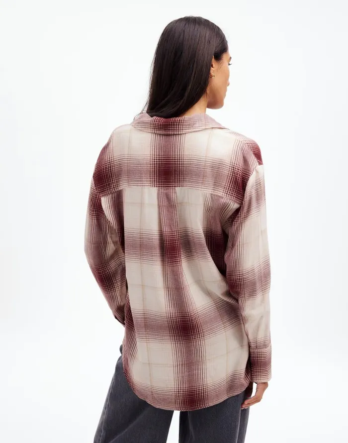 Madewell Popover Shirt In Plaid Cabernet Women Tops and Shirts