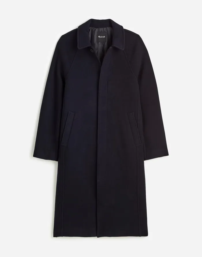 Madewell RaglanSleeve Topcoat In Italian Fabric Deep Navy Men Coats Jackets