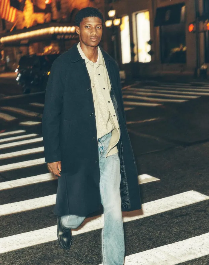 Madewell RaglanSleeve Topcoat In Italian Fabric Deep Navy Men Coats Jackets