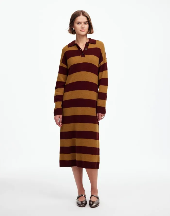 Madewell Relaxed Sweater Dress In Stripe Htr Aroma Stripe Women Dresses